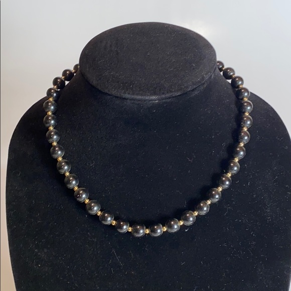 Vintage Black Beaded Necklace - Picture 1 of 4